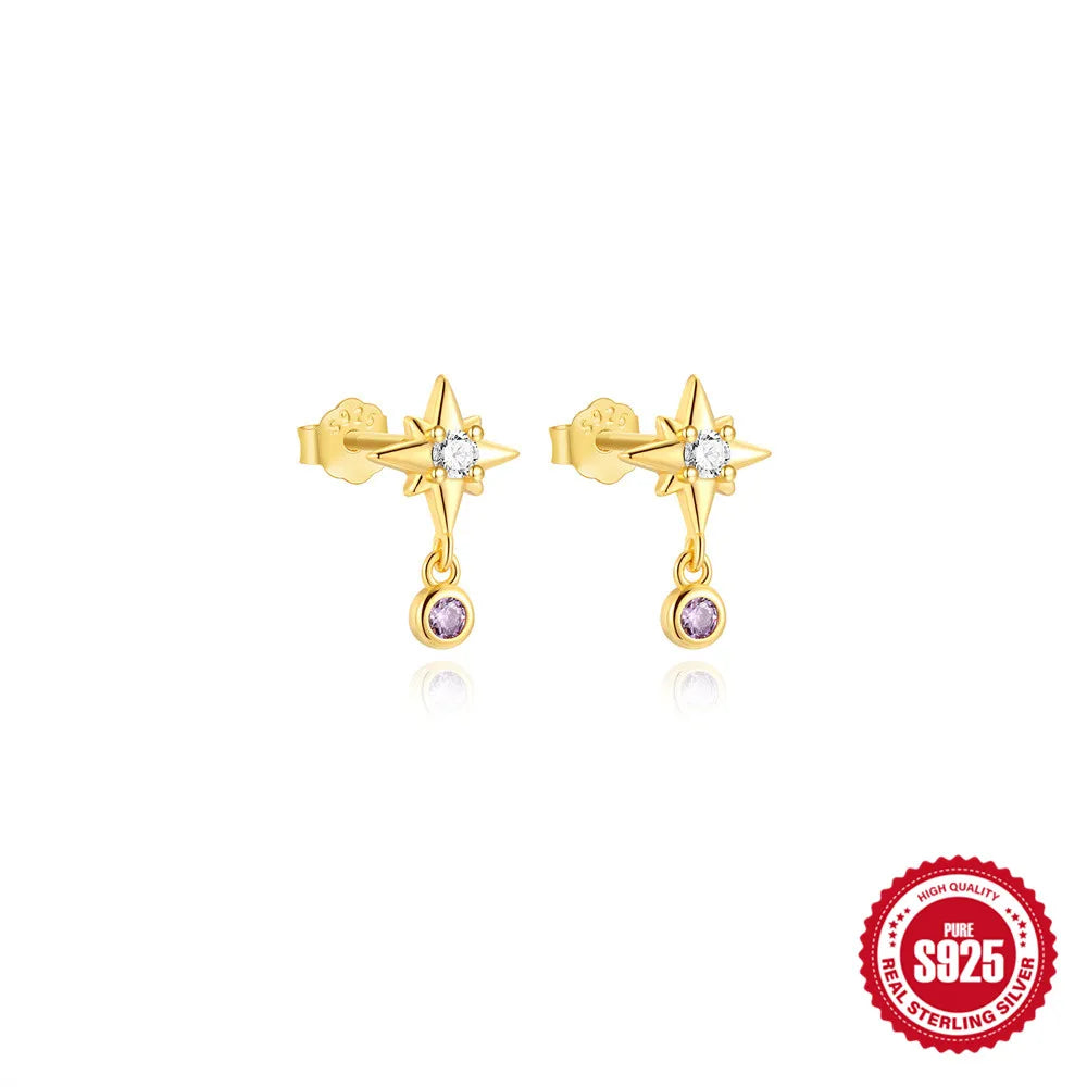 CANNER Aretes Mariposa con Borla Plata 925 | Baño Oro con Zirconia