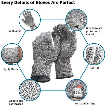 Guantes de Cocina Anticorte Nivel 5 – Guantes de Seguridad HPPE Resistentes a Cortes y Arañazos para Vidrio, Jardinería y Uso Doméstico
