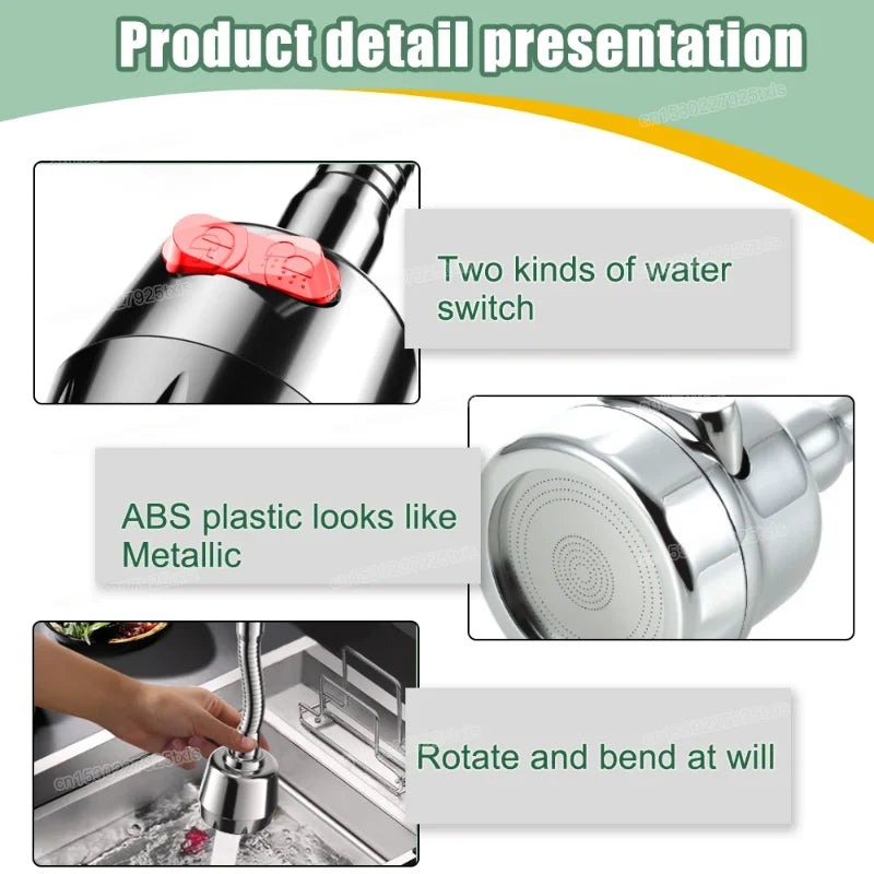 Extensor de Grifo 360° con 2/3 Modos de Agua | Boquilla Rotatoria Universal para Cocina y Baño | Ahorro de Agua