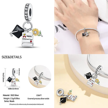 Charm Birrete de Graduación Plata 925 | Compatible Pandora Original