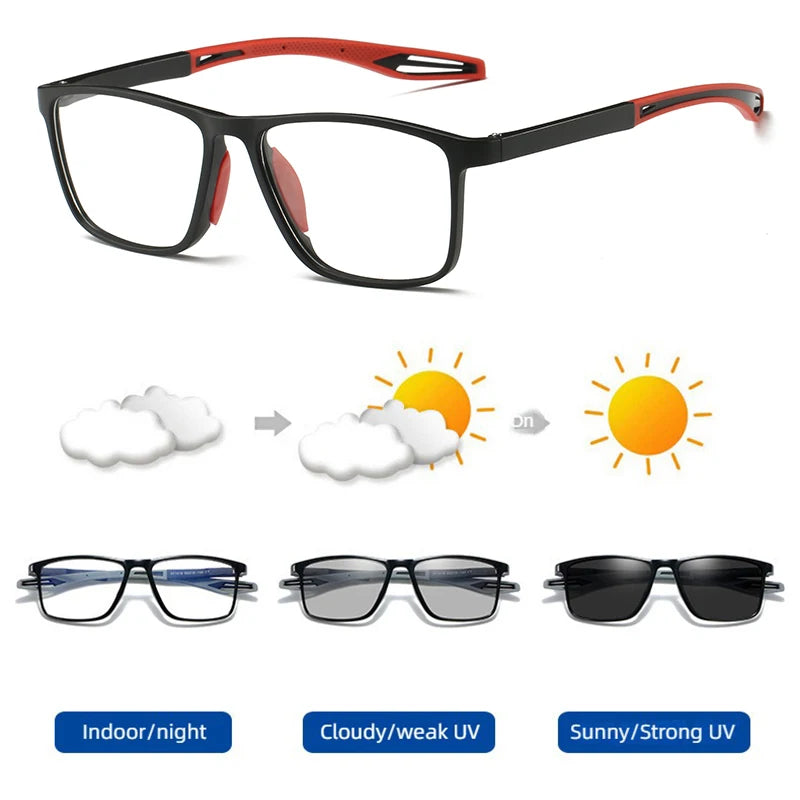 Gafas de Sol Cuadradas Fotocromáticas Unisex | Ligeras TR90 Anti Luz Azul Chameleon Shades