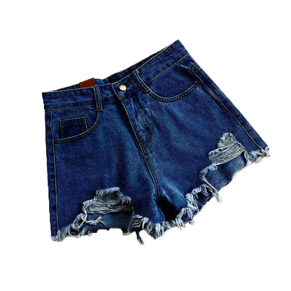 Shorts Vaqueros Mujer Cintura Alta | Denim Coreano Pierna Ancha con Roturas Streetwear 2024