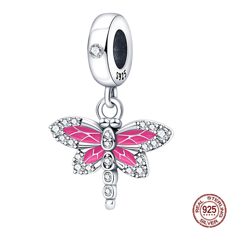 Charm de Plata S925 Mariquita de Siete Puntos y Trébol de la Suerte – Abalorio Colorido y Brillante para Pulseras Originales