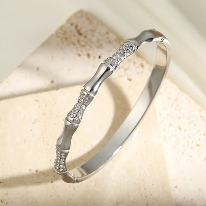Pulsera de Acero Inoxidable Bambú para Mujer y Hombre - Diseño Elegante en Oro y Plata