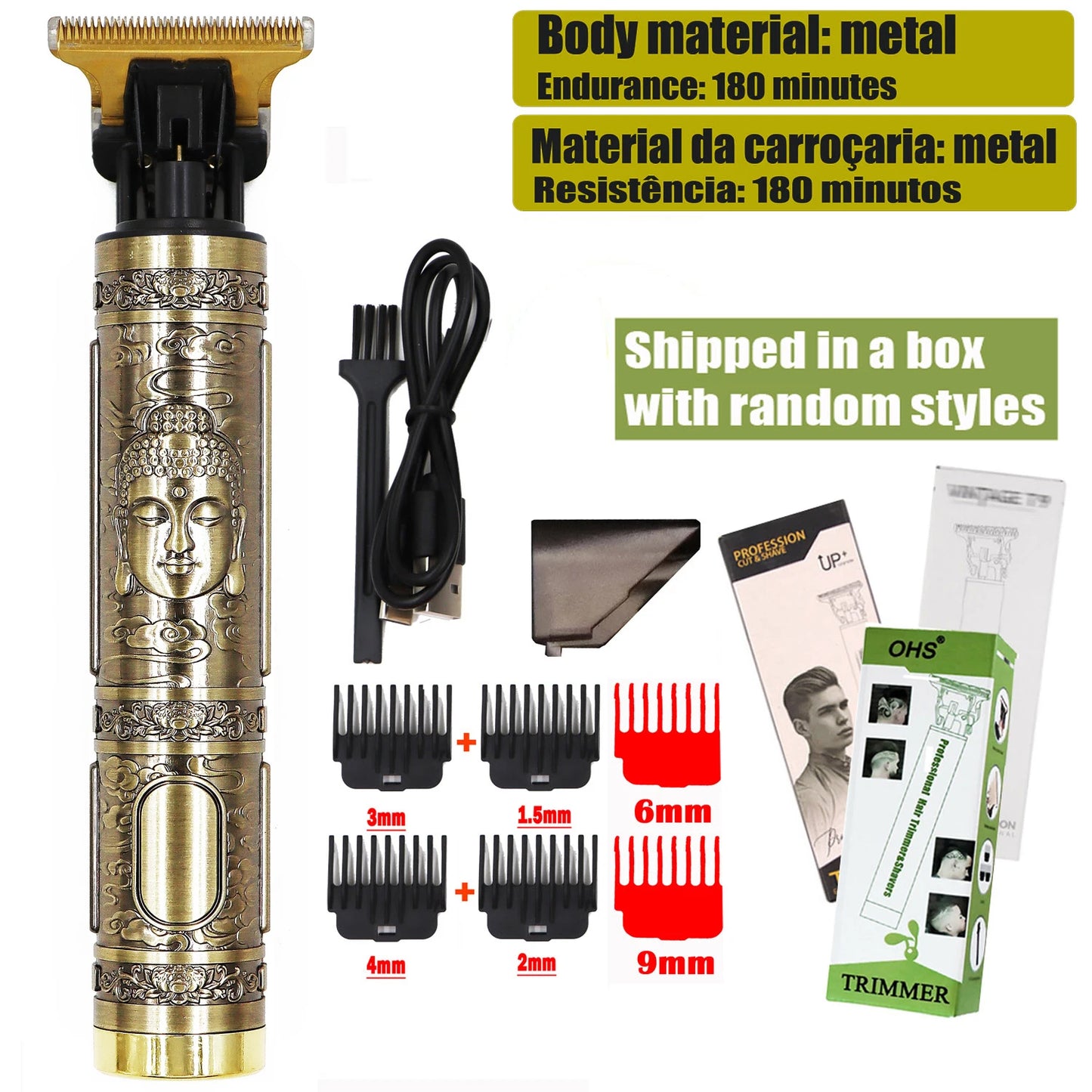 Máquina de Cortar Cabello Profesional 💈 Clipper Eléctrico Recargable USB | Corte Preciso y Potente para Barbería y Hogar