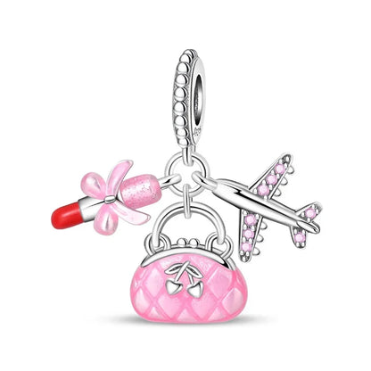 Charm Plata 925 Colgante Rosa Mariposa Corazón Flor Pájaro | Dije Para Pulsera Pandora Compatible