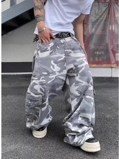 Pantalones Cargo Camuflados Y2K Hombre | Jeans Baggy Oversize Pierna Ancha Streetwear 2025