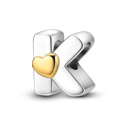 Charm letras alfabeto inglés de plata 925 – Colgante inicial A-Z para pulsera tipo Pandora, joyería DIY personalizada