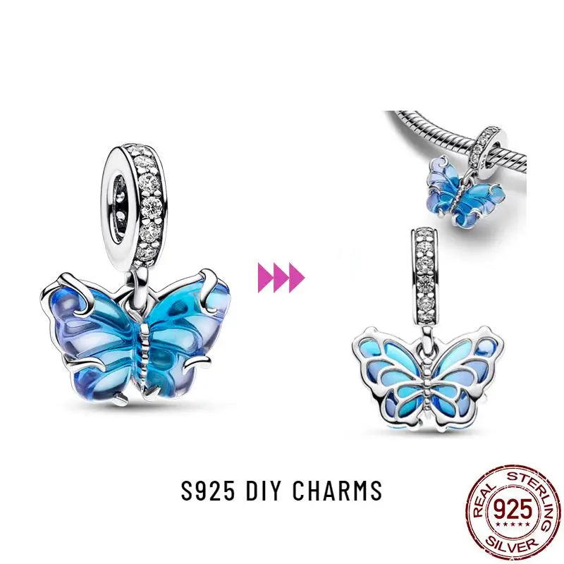 Charm camaleón y luciérnaga que brilla en la oscuridad – Plata 925 para pulsera tipo Pandora, joyería DIY única