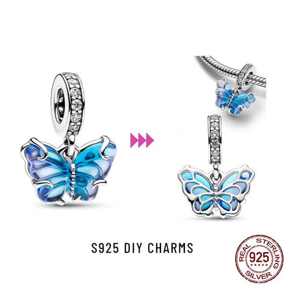 Charm camaleón y luciérnaga que brilla en la oscuridad – Plata 925 para pulsera tipo Pandora, joyería DIY única