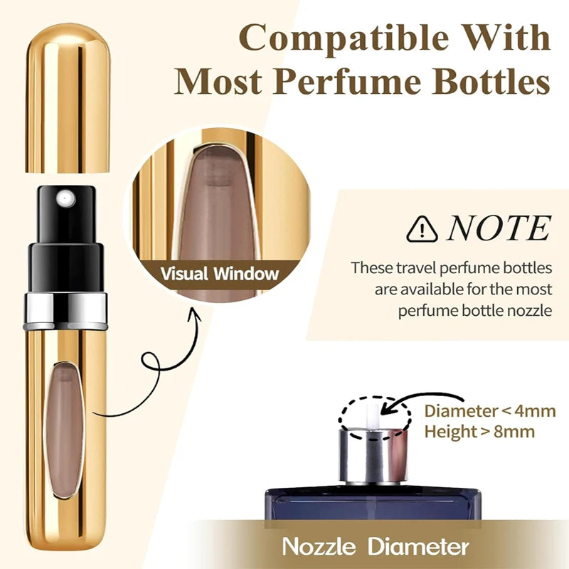 1/4Pcs 5ml Perfume Atomizer Portable Liquid Container for Cosmetics Traveling Mini Aluminum Spray Empty Refillable Bottle