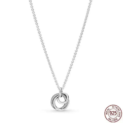 Collar colgante corazón redondo plata 925 – Dije clásico brillante compatible Pandora