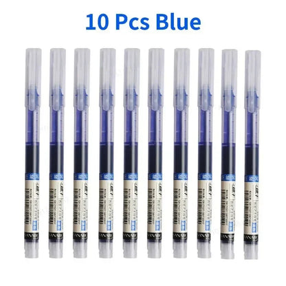 10Pcs High Quality Needle Type Gel Pen Straight Liquid Ballpoint Pens Perfect Kawaii Stationery for School/Office Writing Supply