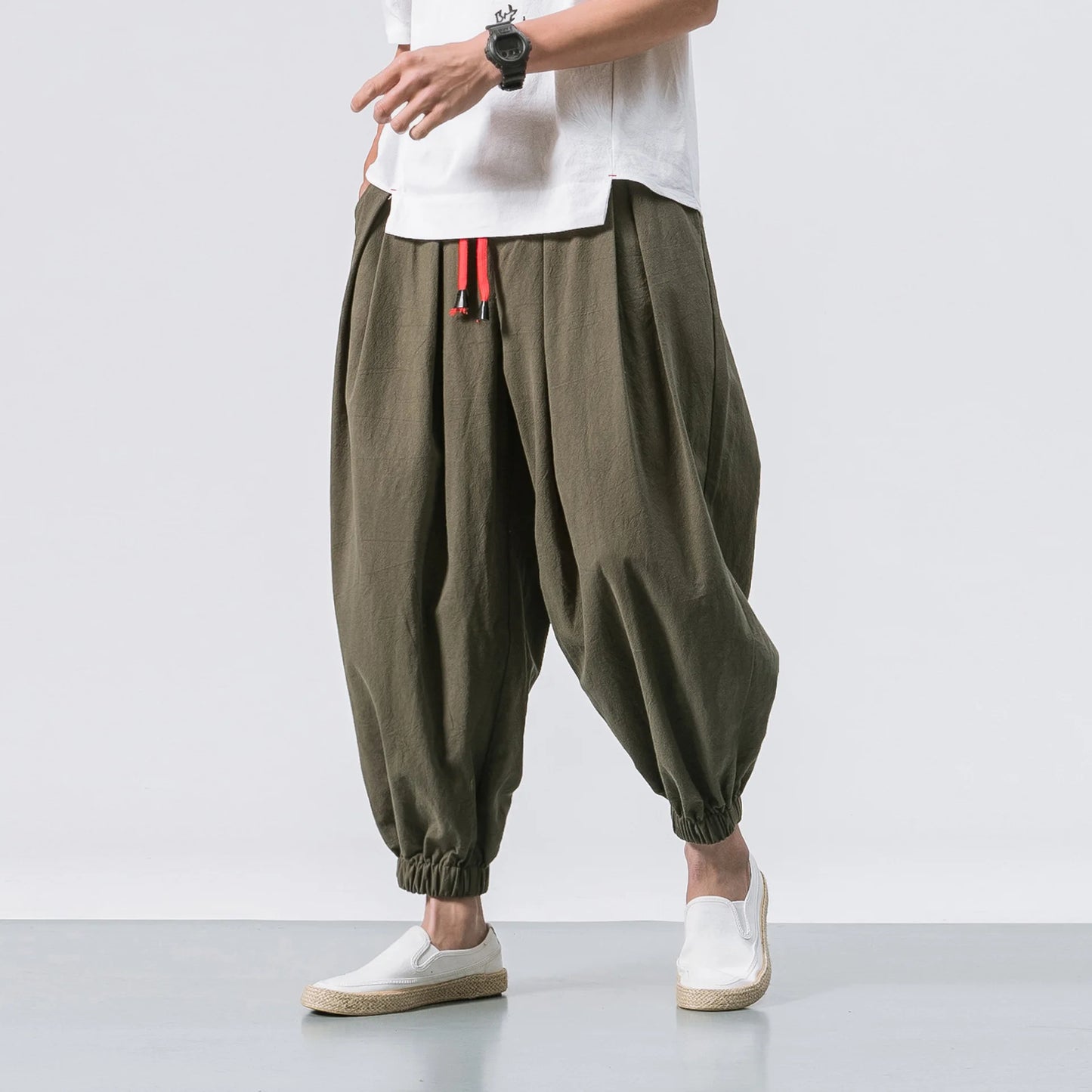 Pantalones Harem Hombre 2025 | Lino Suelto Oversize Estilo Chino Casual