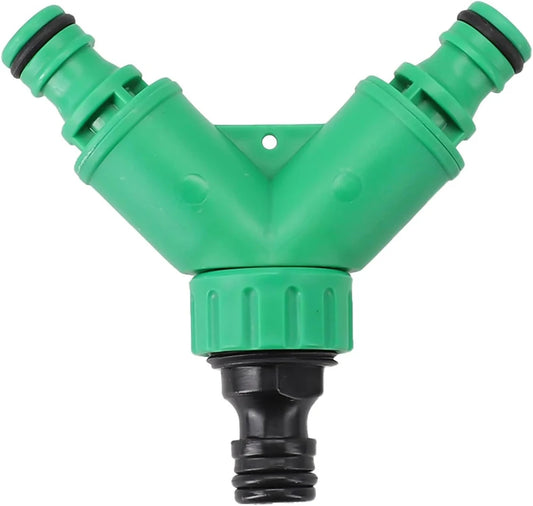 Conector de Manguera en Y con Válvula | Adaptador 2 Vías de Jardín para Grifo y Riego