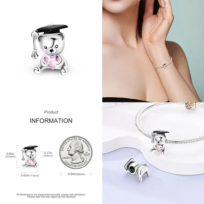 Charm Birrete de Graduación Plata 925 | Compatible Pandora Original