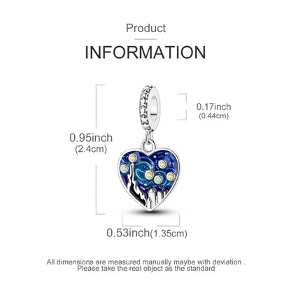 Charm colgante Cielo Estrellado de Van Gogh en plata 925 – Compatible Pandora, pulsera mujer DIY