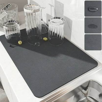 Alfombrilla Absorbente de Cocina | Tapete para Cafetera, Escurridor de Utensilios y Secado Rápido | Antideslizante 30x40cm