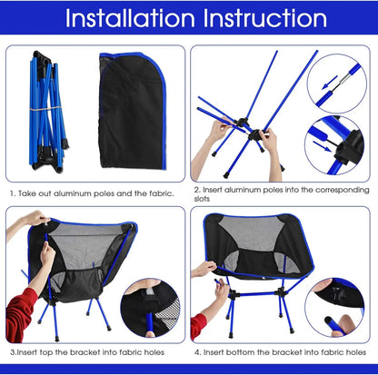 Silla Plegable Ultraligera – Portátil de Aluminio y Nylon para Camping, Pesca y Jardín
