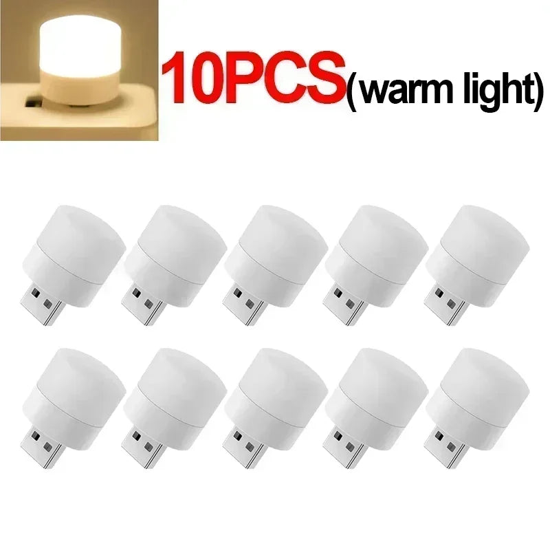 Mini Luz LED USB Portátil – Lámpara de Noche, Lectura y Decoración, Luz Cálida Protectora para Ojos