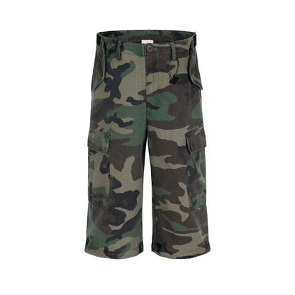 Pantalones Cargo Camuflados Unisex Desmontables | Wide Leg Oversize Rectos Baggy con Patchwork y Colores en Contraste