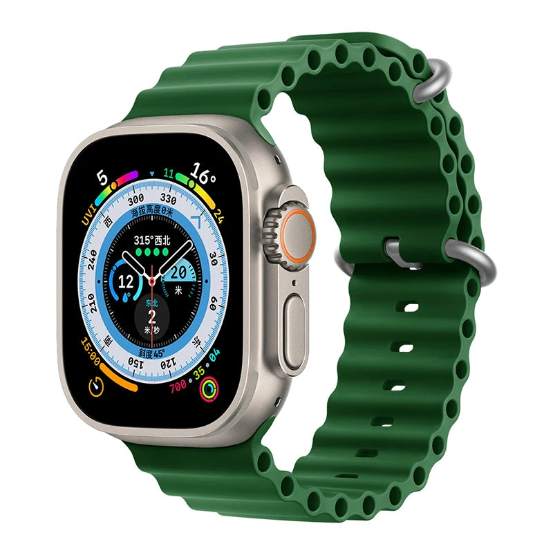 Correa Ocean de silicona para Apple Watch – Compatible Ultra 2, Series 10-5 (38mm-49mm)