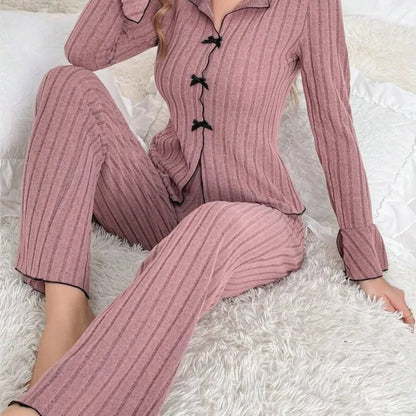 Pijama Mujer Otoño Invierno 2 Piezas | Conjunto Casual Cálido de Casa