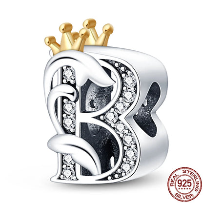 Charm letra A-Z en plata 925 – Abalorio inicial alfabeto para pulseras o collares tipo Pandora, joyería personalizada mujer