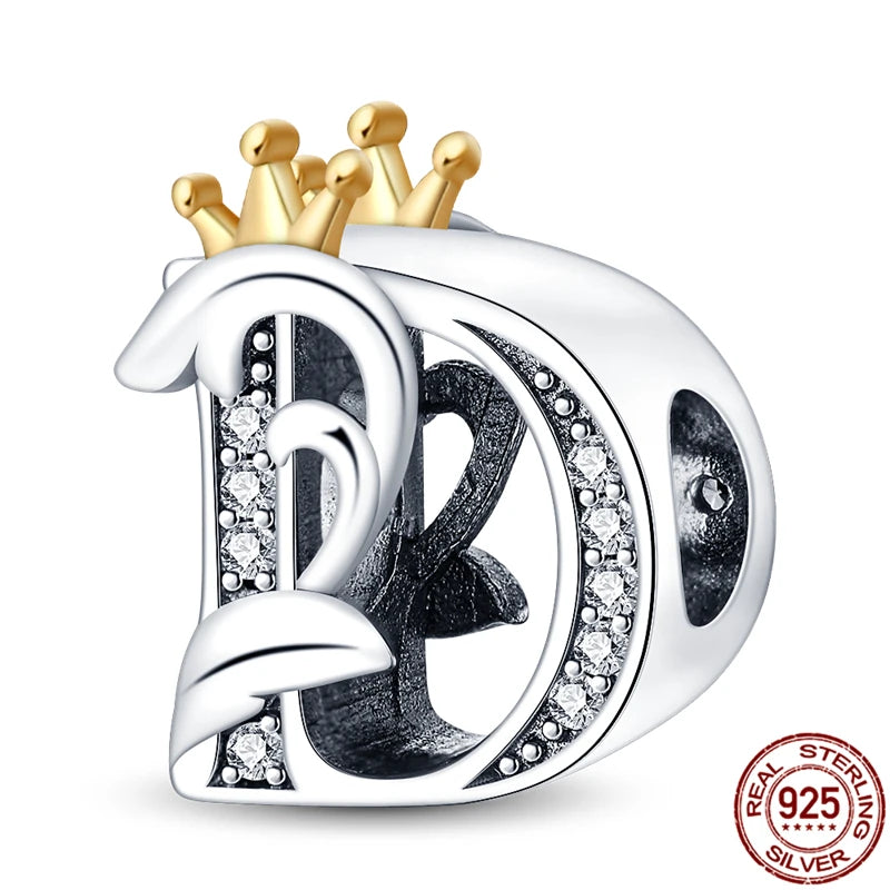 Charm letra A-Z en plata 925 – Abalorio inicial alfabeto para pulseras o collares tipo Pandora, joyería personalizada mujer