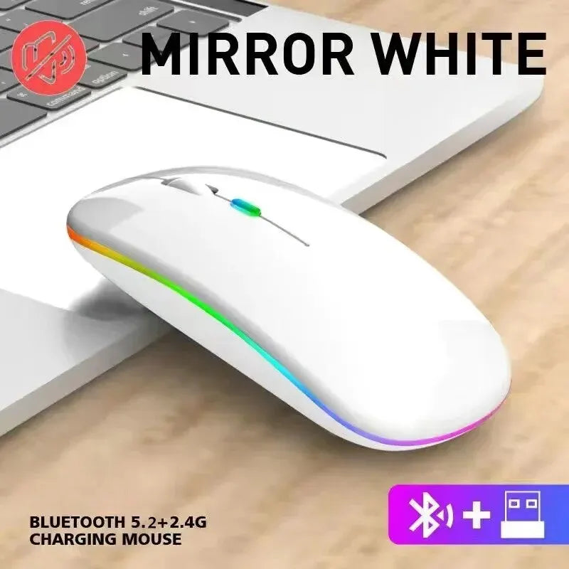 Mouse Inalámbrico RGB Recargable Bluetooth 3600DPI | Ergonómico Gaming con Retroiluminación LED