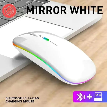 Mouse Inalámbrico RGB Recargable Bluetooth 3600DPI | Ergonómico Gaming con Retroiluminación LED
