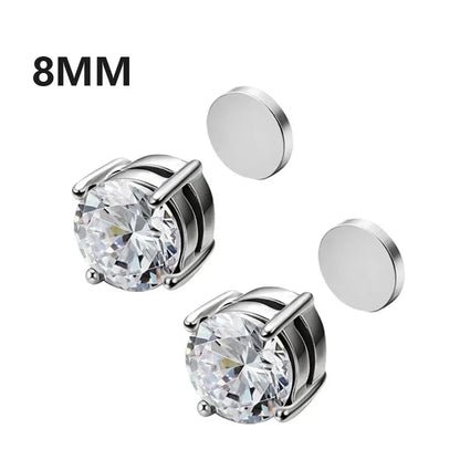 Pendientes Magnéticos de Cristal Unisex | Aros Punk con Zirconia | Joyería sin Perforación para Hombres y Mujeres