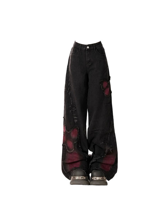 Jeans Baggy Mujer Estilo Mariposa | Pantalón Vaquero Vintage 90s Oversize Y2K Gótico