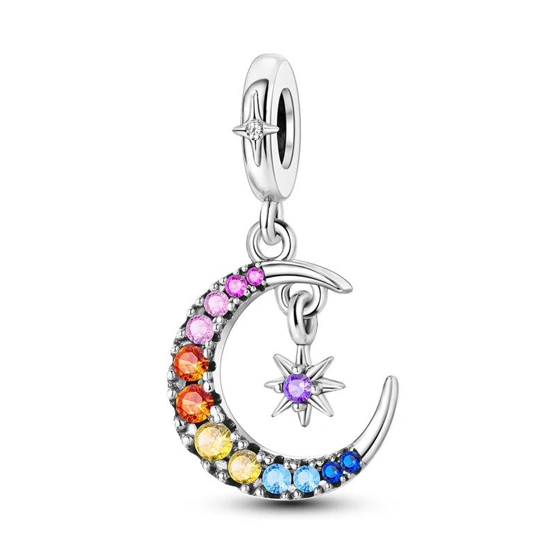 Charm Corazón Mamá e Hija en Plata 925 – Colgante Clásico para Pulseras Tipo Pandora, Regalo Día de la Madre