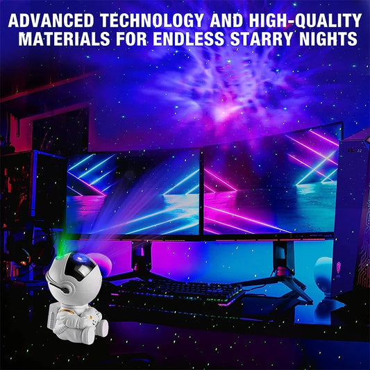 Proyector Astronauta Estrellas y Nebulosa 🌌 Luz Nocturna LED 360° con Control Remoto y Temporizador – Lámpara Decorativa para Habitación Infantil, Adultos y Fiestas