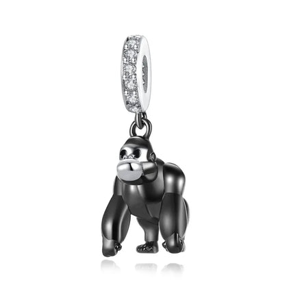 Charm gato negro de plata 925 con huella – Colgante animal para pulsera tipo Pandora, joyería DIY elegante para mujer