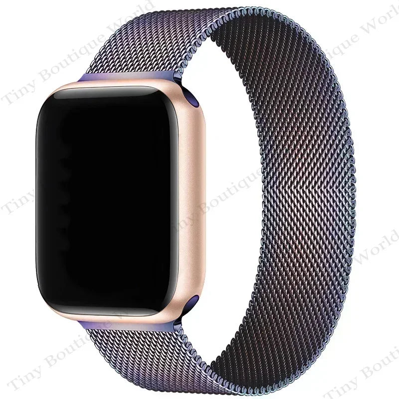 Correa Milanese para Apple Watch Ultra/SE/Series 9/8/7/6/5/3 – Pulsera Magnética de Acero Inoxidable 49mm 45mm 44mm 41mm 40mm 38mm