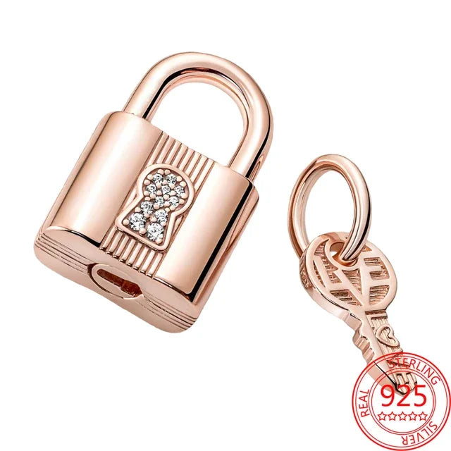 Charm Colgante Pareja Plata 925 y Oro Rosa | Compatible Pandora Original | Pulsera o Collar Mujer