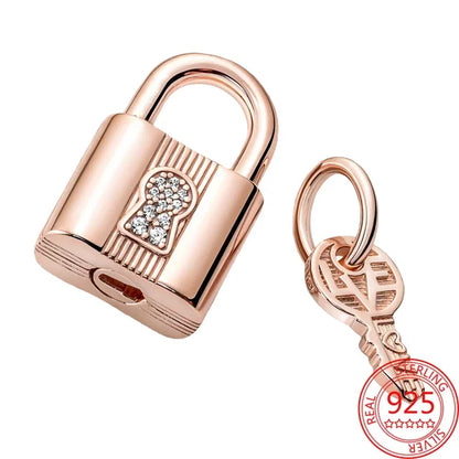 Charm Colgante Pareja Plata 925 y Oro Rosa | Compatible Pandora Original | Pulsera o Collar Mujer