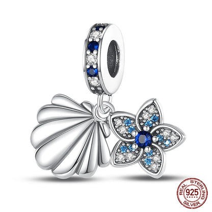 Charm Serie Océano en Plata 925 – Abalorios Tortuga, Cangrejo y Sirena para Pulsera Original Mujer