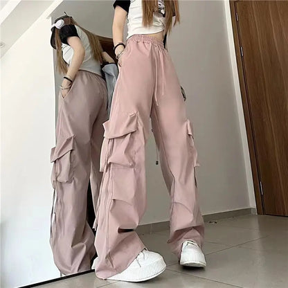Pantalones Cargo Vintage Mujer | Sweatpants Oversize Cintura Elástica Pierna Ancha Streetwear