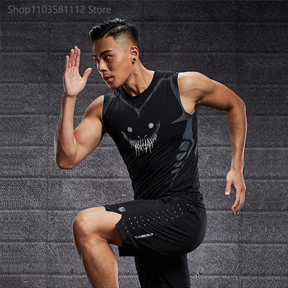 Camiseta Compresiva sin Mangas para Hombre – Tank Top de Gym, Fitness y Baloncesto con Malla y Secado Rápido