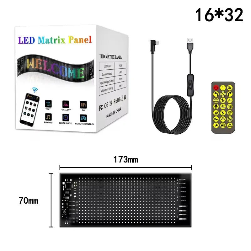 Pantalla LED Publicitaria Programable Bluetooth 5V USB – Cartel Animado para Autos y Tiendas
