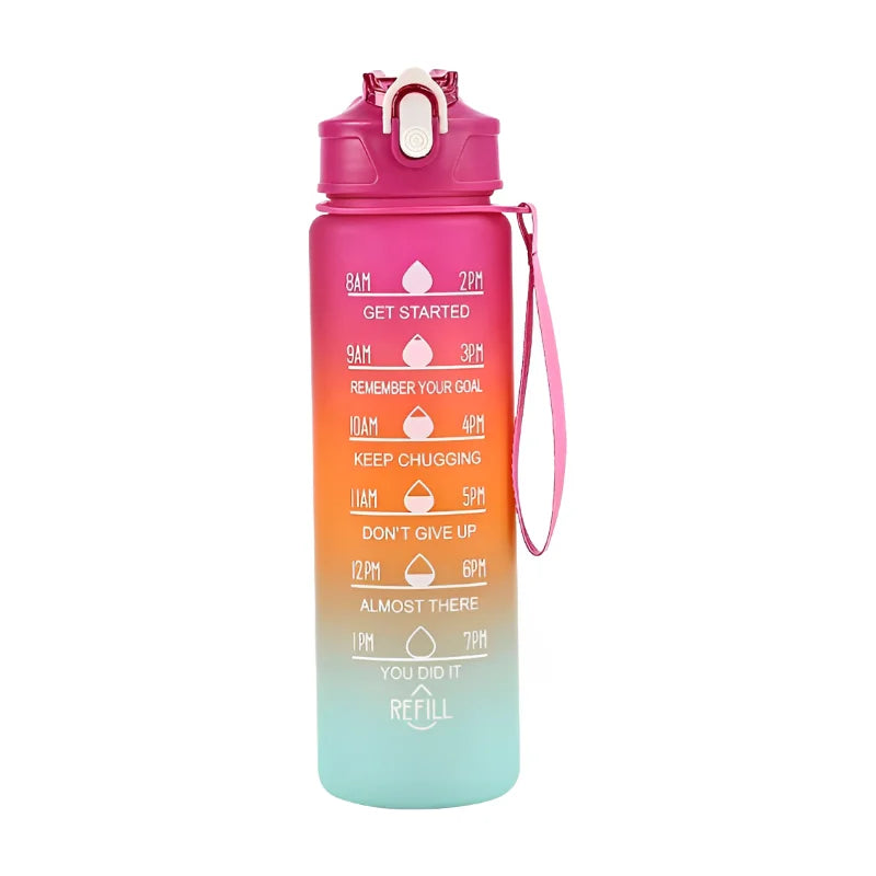 Botella Deportiva de Agua 800ML – Botella Plástica con Escala, Antifugas, Portátil y Reutilizable para Gimnasio, Viaje y Outdoor