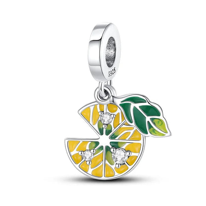 Charms de Plata 925 Frutas (Fresa, Cereza, Manzana y Aguacate) – Abalorios Coloridos para Pulseras Originales