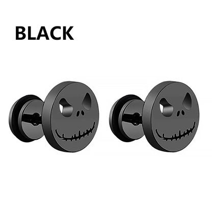 Aretes Punk de Acero Inoxidable Negro – 1 Par de Pendientes Unisex Estilo Hip Hop Vintage