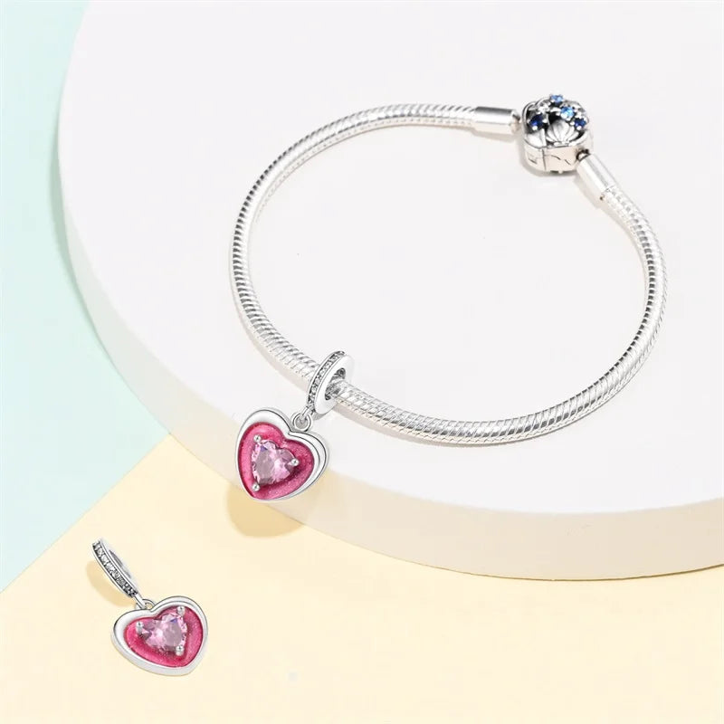 Charm Espejo Mágico Princesa Ángel Rosa en Plata 925 – Beads Compatibles Pandora Mujer Joyería DIY
