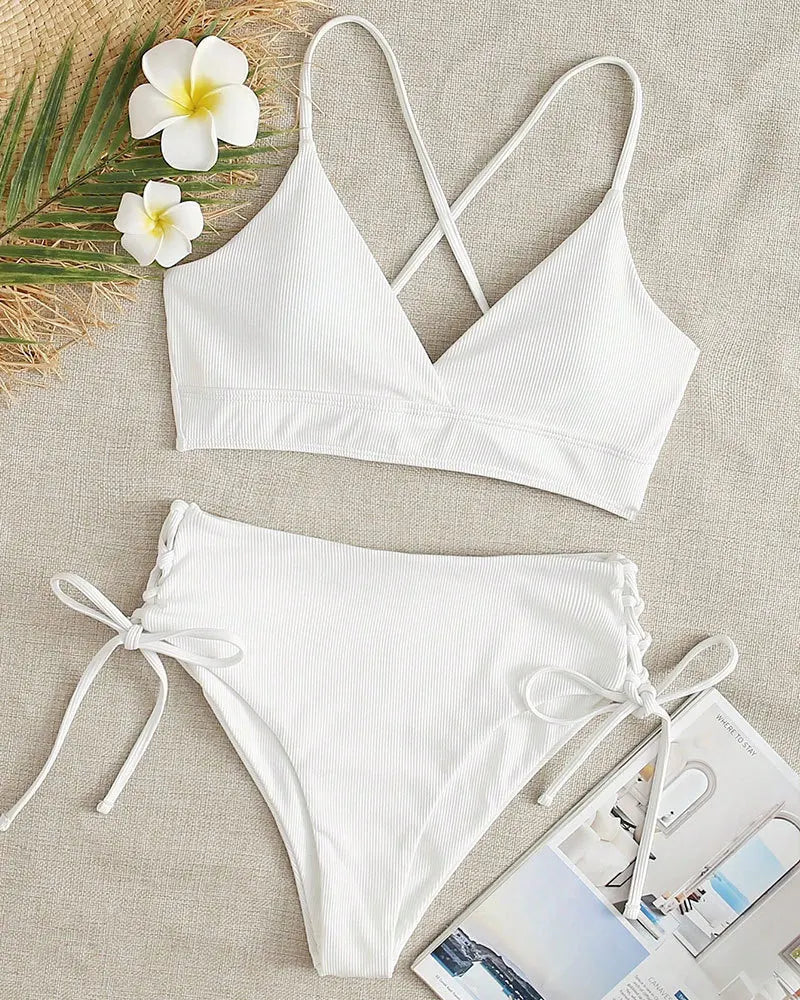Bikini Sexy Mujer | V-Neck Split Triangular Playa y Piscina