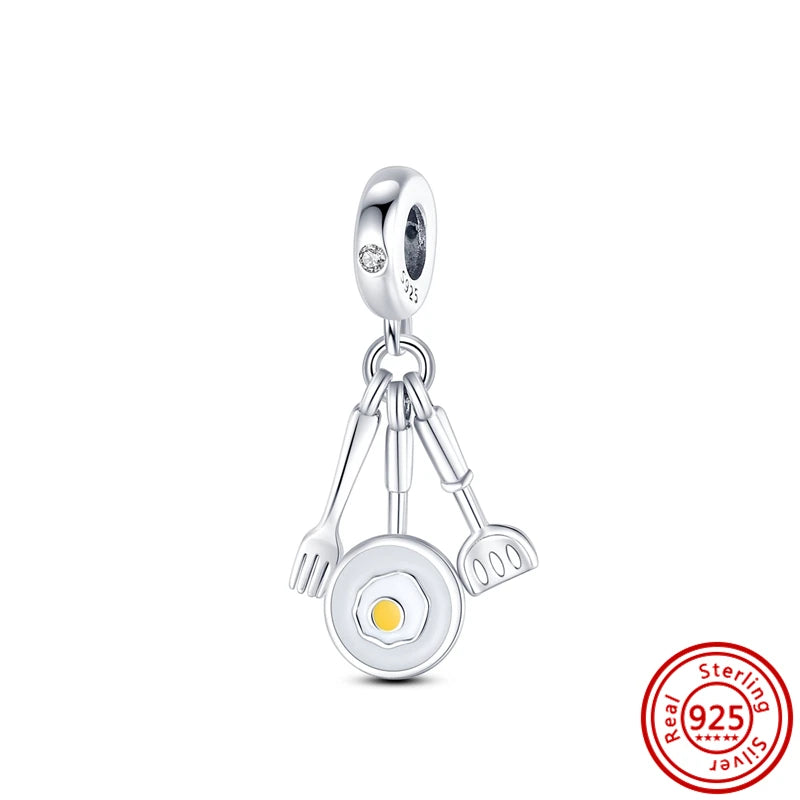 Charm perrito y huesito de plata 925 – Abalorio estilo sorpresa para pulsera tipo Pandora, joyería DIY romántica