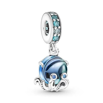 Charm Serie Océano en Plata 925 – Abalorios Tortuga, Cangrejo y Sirena para Pulsera Original Mujer